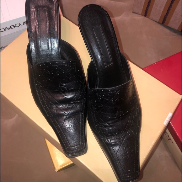 Black leather wedges - Picture 2 of 5